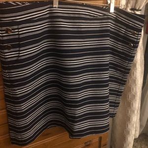 Ann Taylor Loft Plus Navy Blue Stripe Mini Skirt